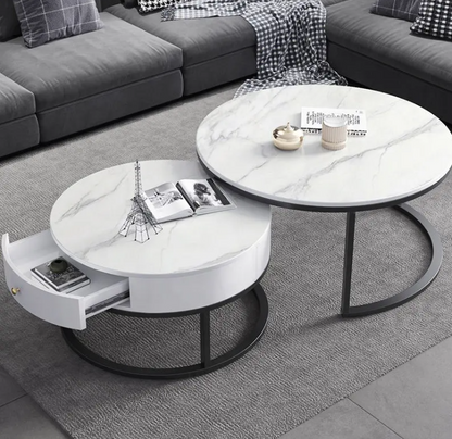 Set Tavolinash Rrethore me Sipërfaqe Qeramike