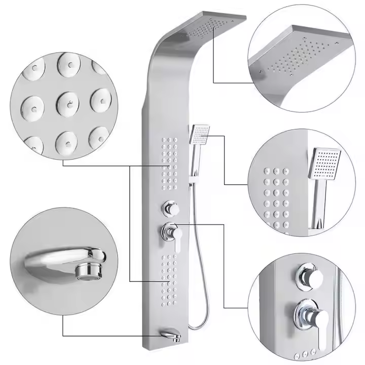 Panel Shower 5-in-1 me Masazher – Silver