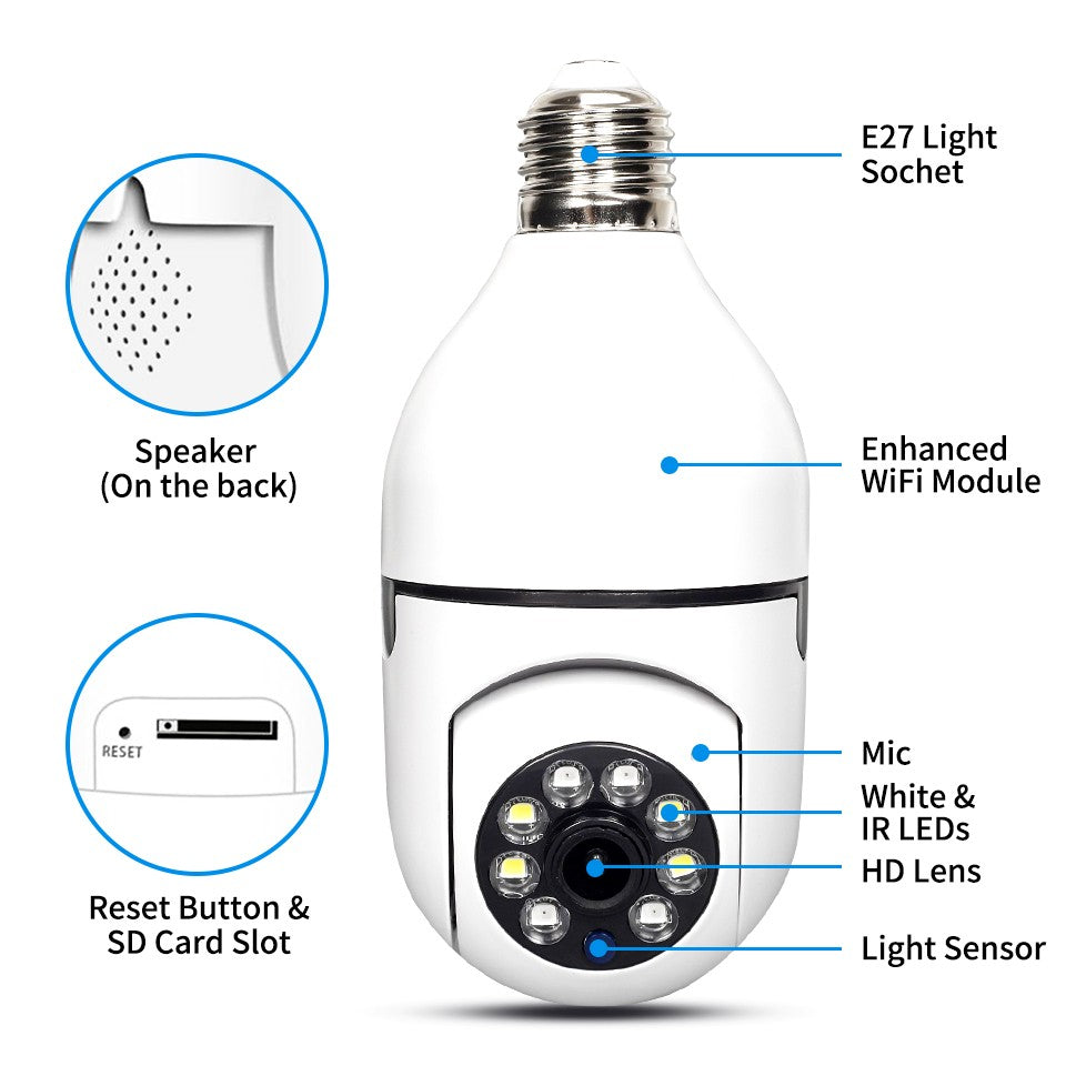 Kamerë Sigurie-360° Smart Home LED Light Bulb