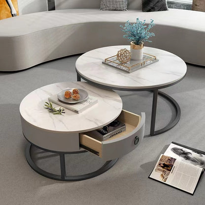 Set Tavolinash Rrethore me Sipërfaqe Qeramike