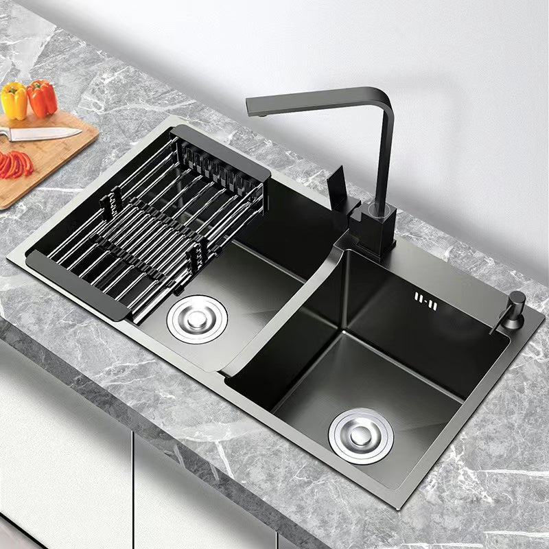 Lavaman me 2 gropa Premium(inox dhe të zi)