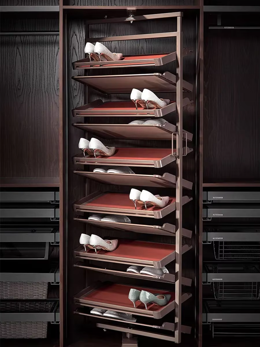 Mekanizëm Rrotullues Teleskopik për Raft Këpucësh – 360° Praktik dhe Elegant