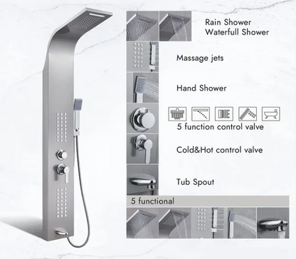 Panel Shower 5-in-1 me Masazher – Silver